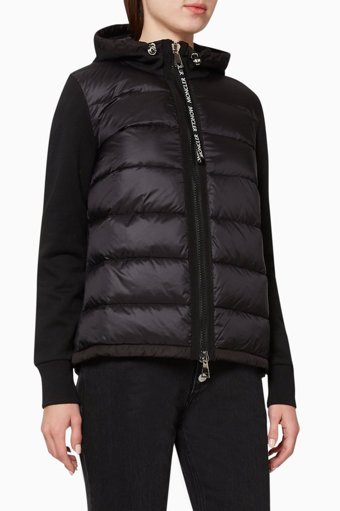 

Quilted Nylon & Knit Cardigan, Black