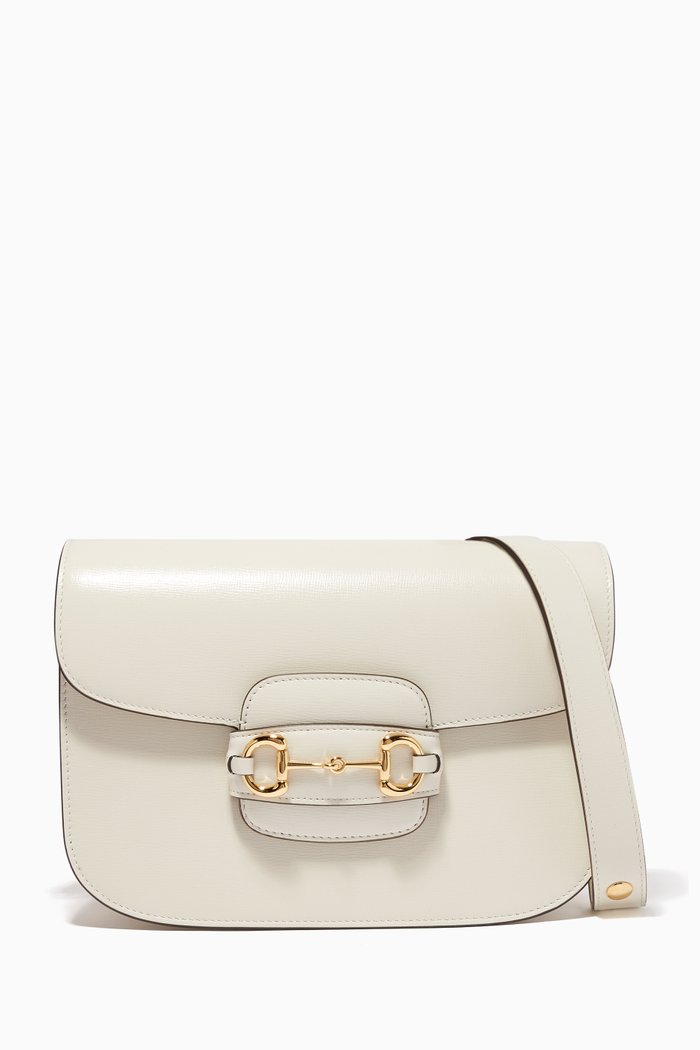 

1955 Horsebit Leather Shoulder Bag, White