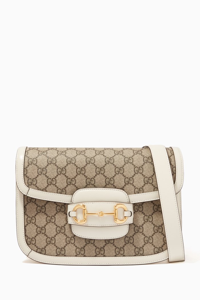 

1955 Horsebit Shoulder Bag in GG Supreme Canvas, White