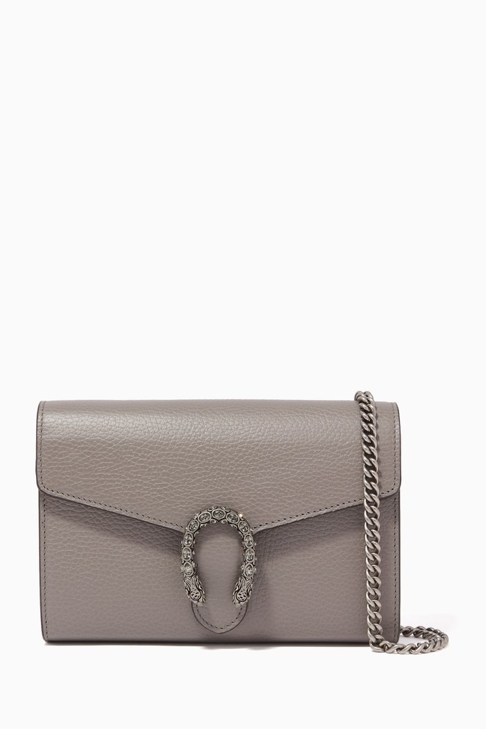 

Mini Dionysus Leather Chain Bag, Grey