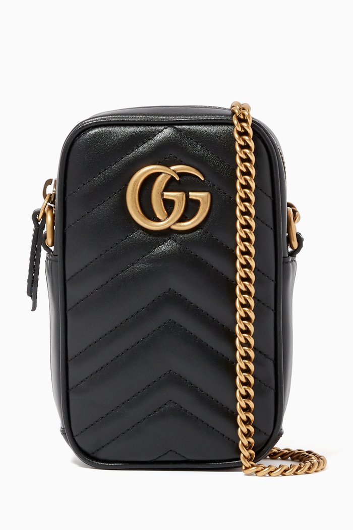 

GG Marmont Leather Mini Bag, Black