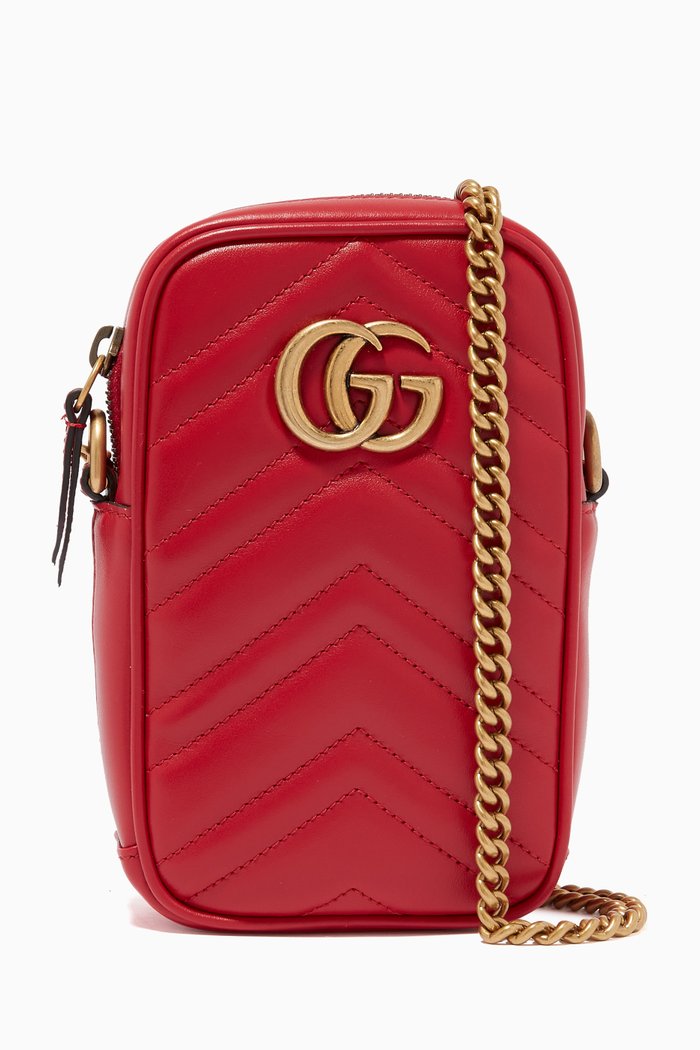 

GG Marmont Mini Bag in Matelassé Leather, Red