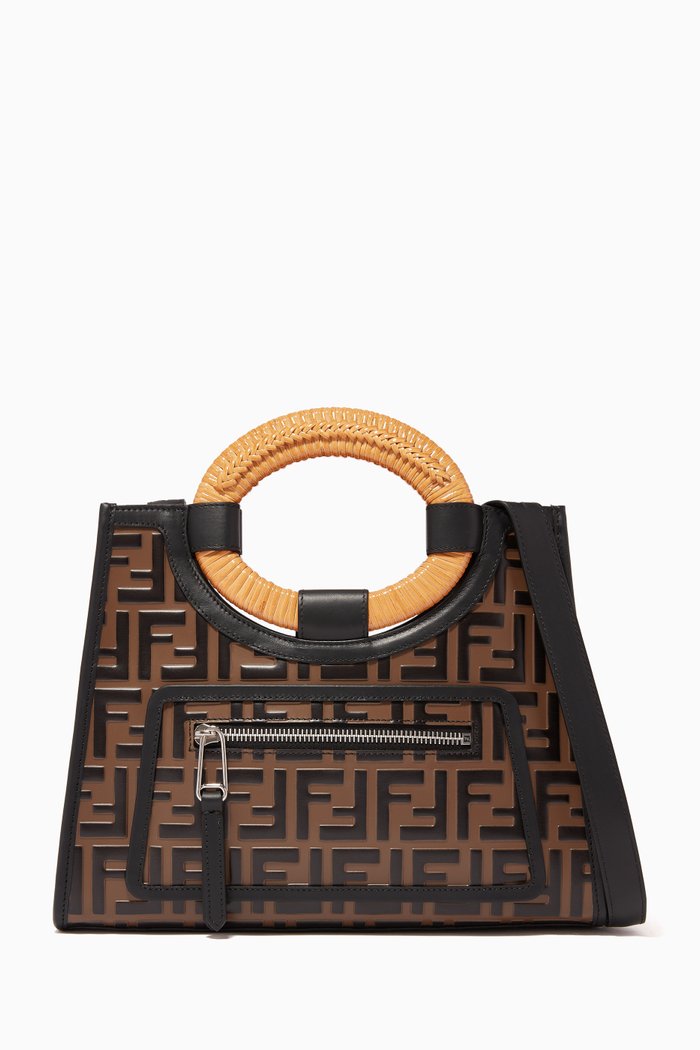 

Small Runaway FF Leather Shopper Bag, Brown