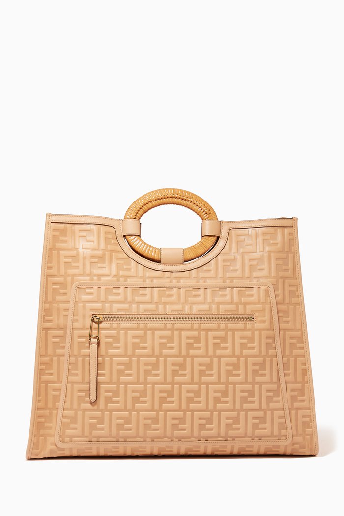 

Large Runaway FF Leather Shopper Bag, Neutral
