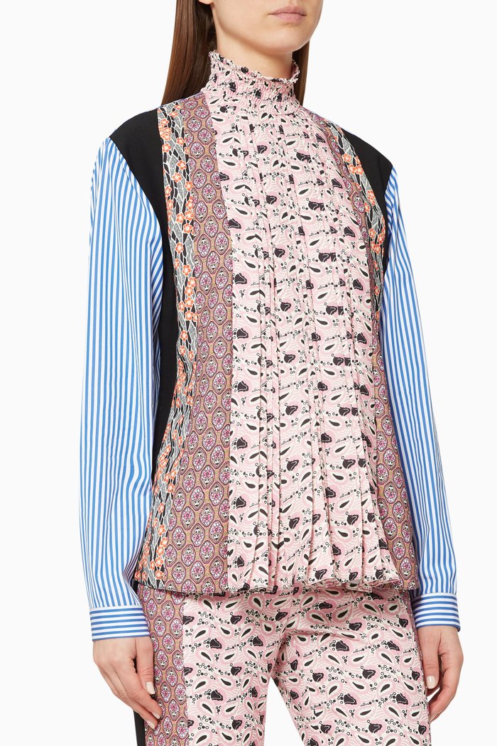 

Pleated Patchwork Shirt, Multicolour