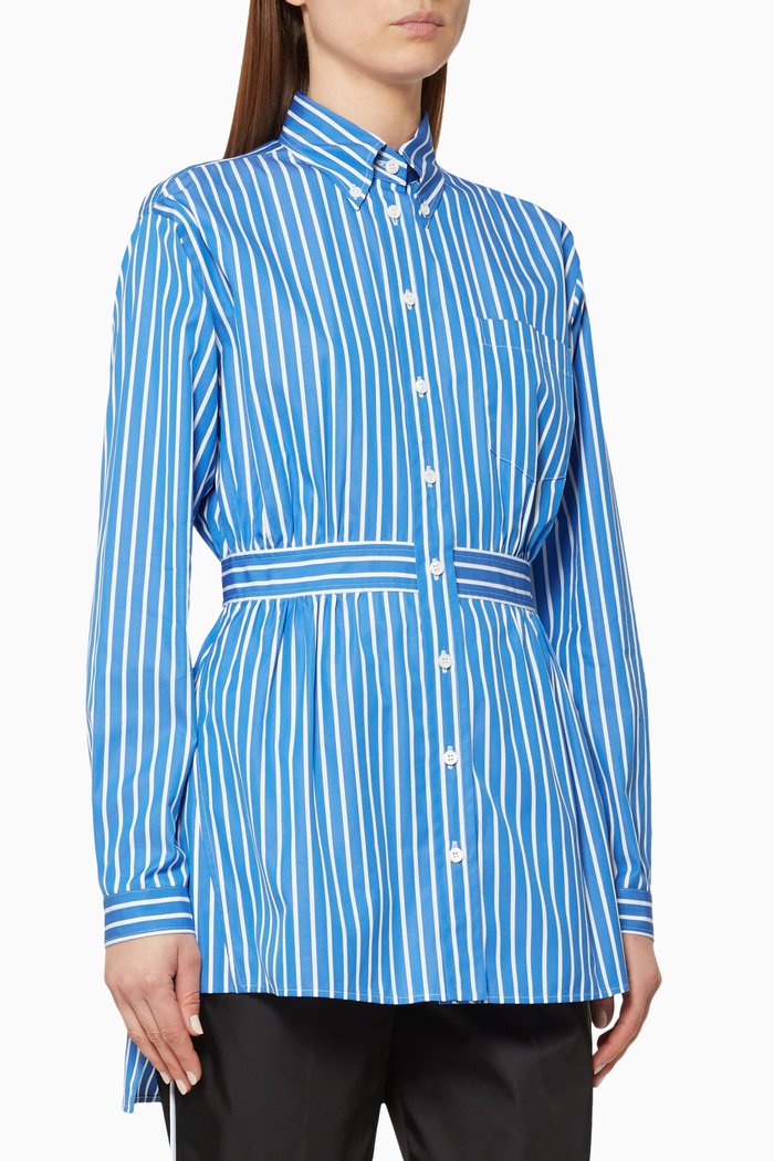 

Striped Poplin Blouse, Blue