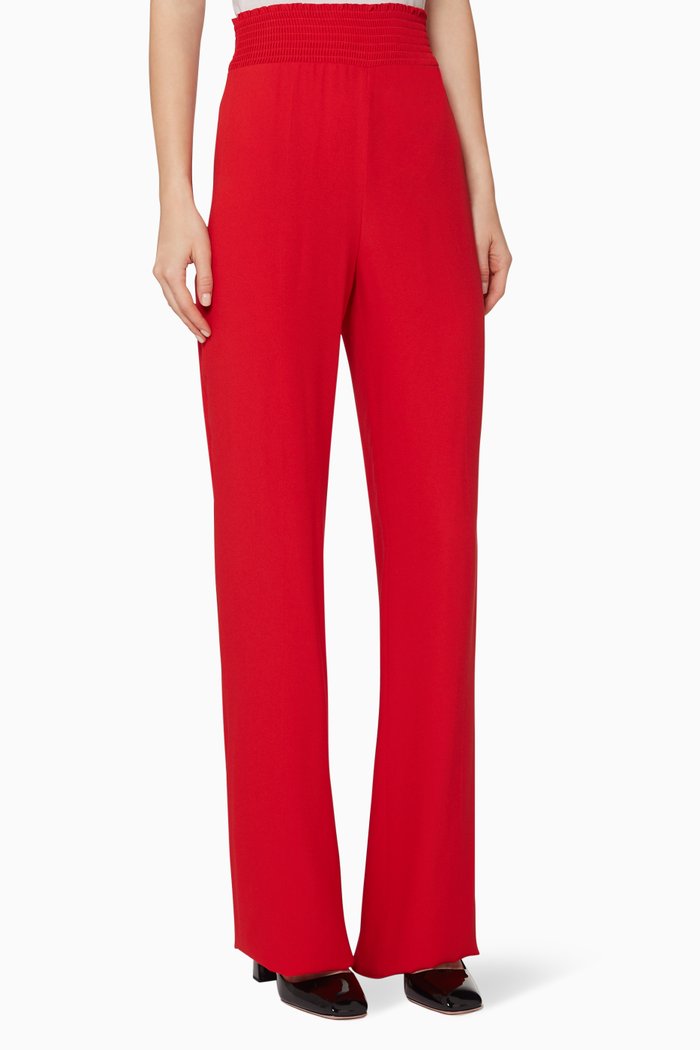 

High-Rise Crêpe Pants, Red