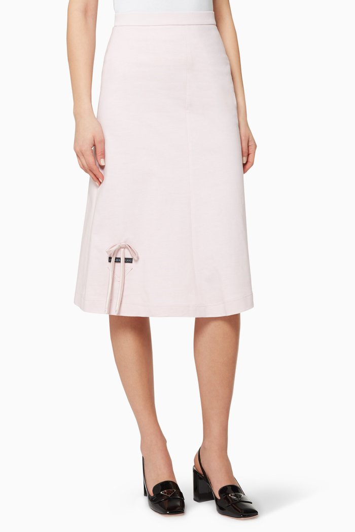 

Jersey Bow Detail Midi Skirt, Pink