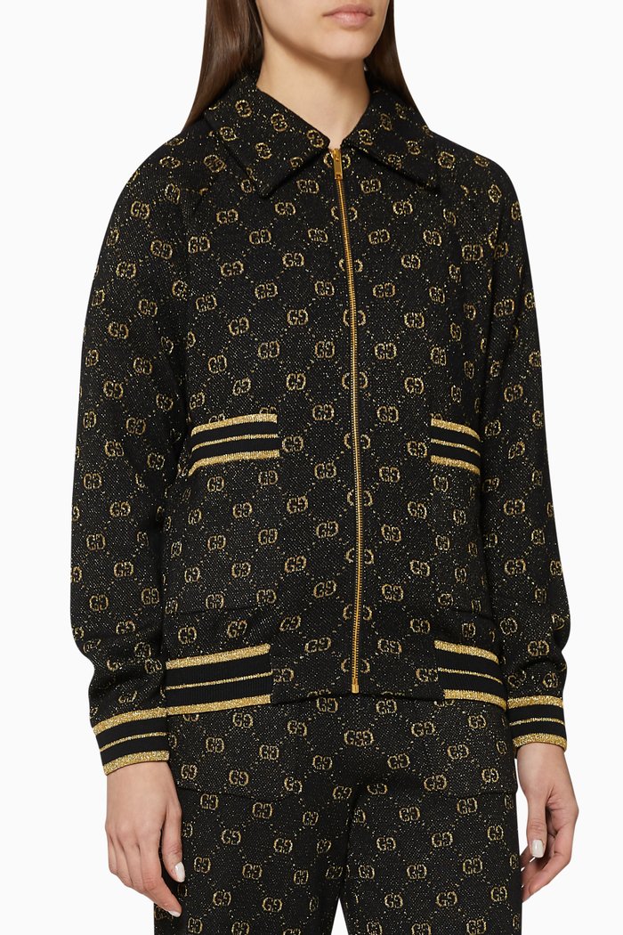 

GG Jacquard Wool Cardigan, Black
