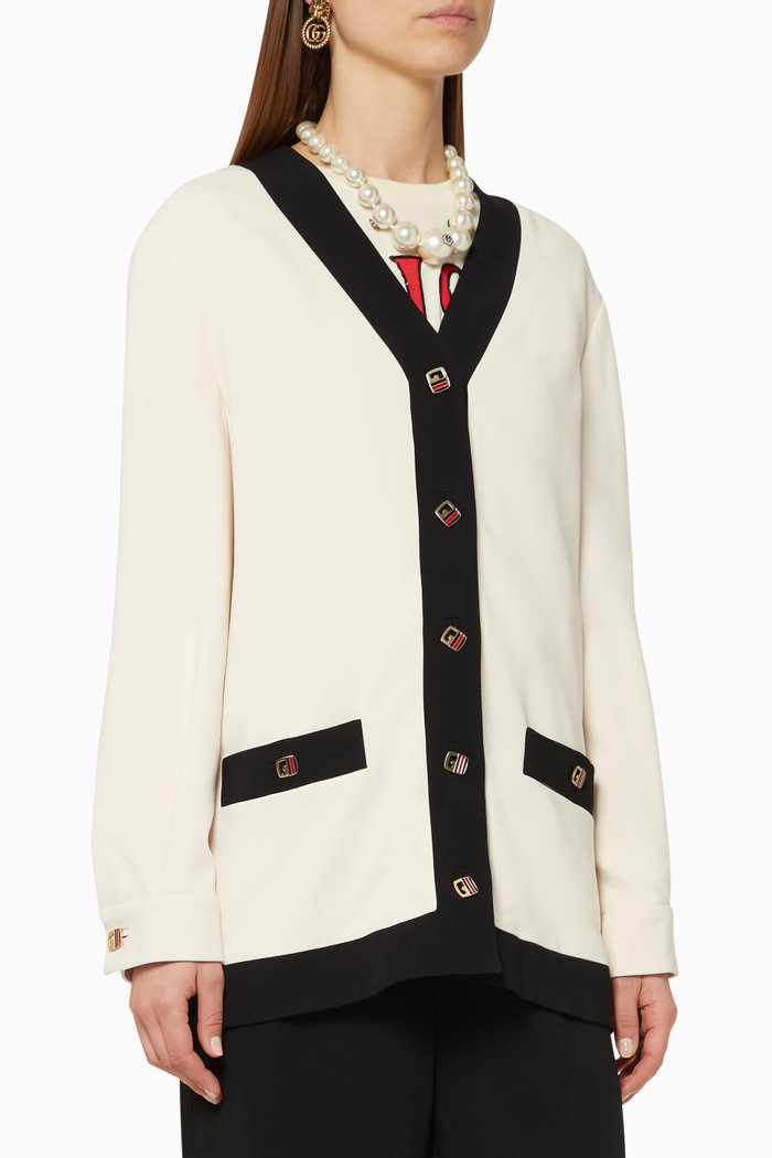 GG Button Jacket, White
