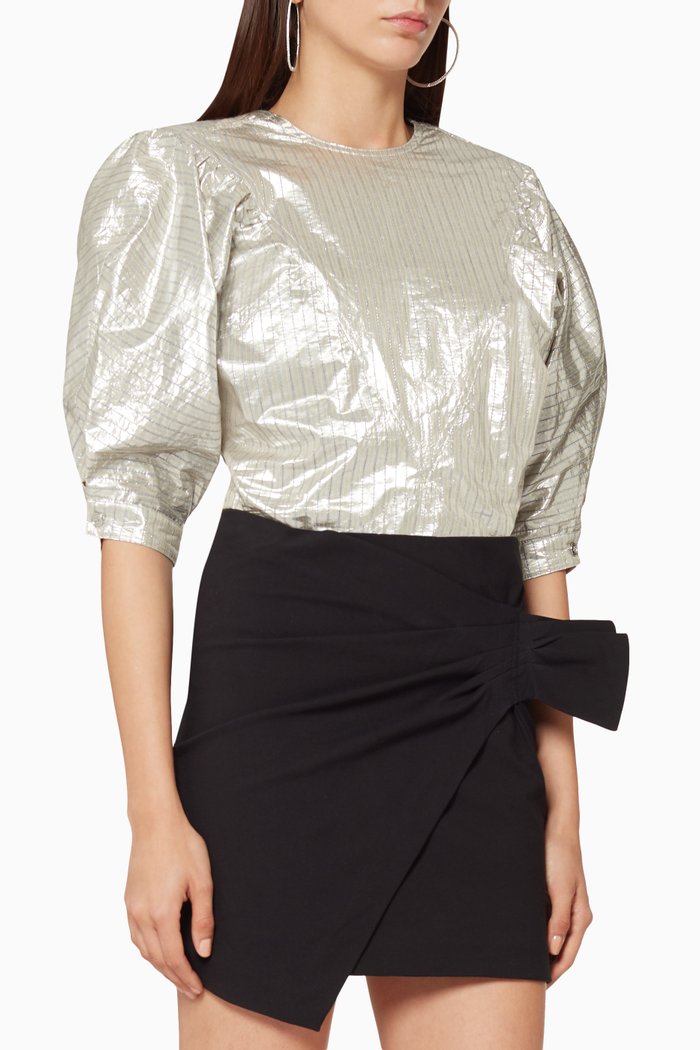 

Rolna Puffy Sleeve Top, Silver