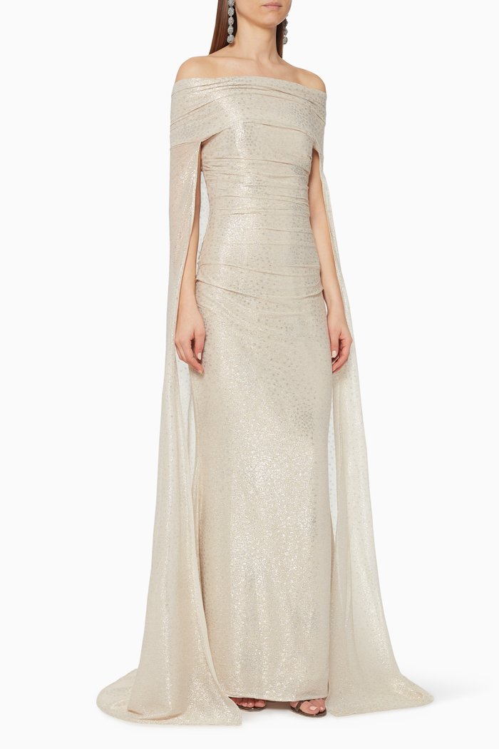 

Off-Shoulder Starbust Gown, Neutral