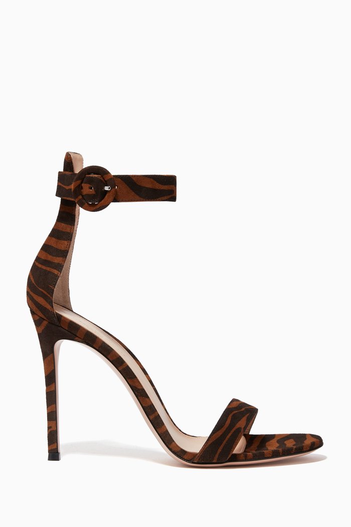 

Portofino 105 Zebra-Print Sandals, Brown
