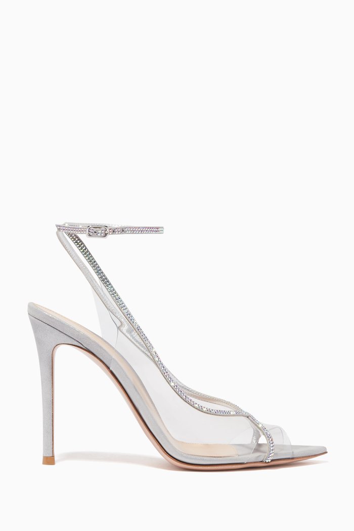 

Embellished Plexi Pumps, Silver