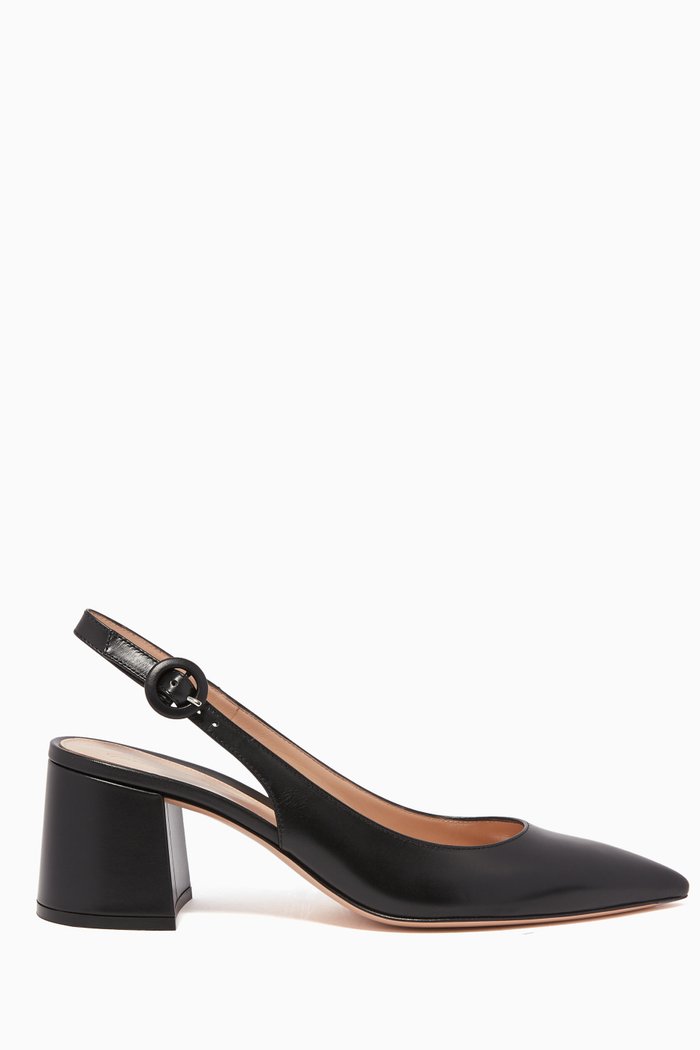 

Amee 60 Leather Slingback Pumps, Black