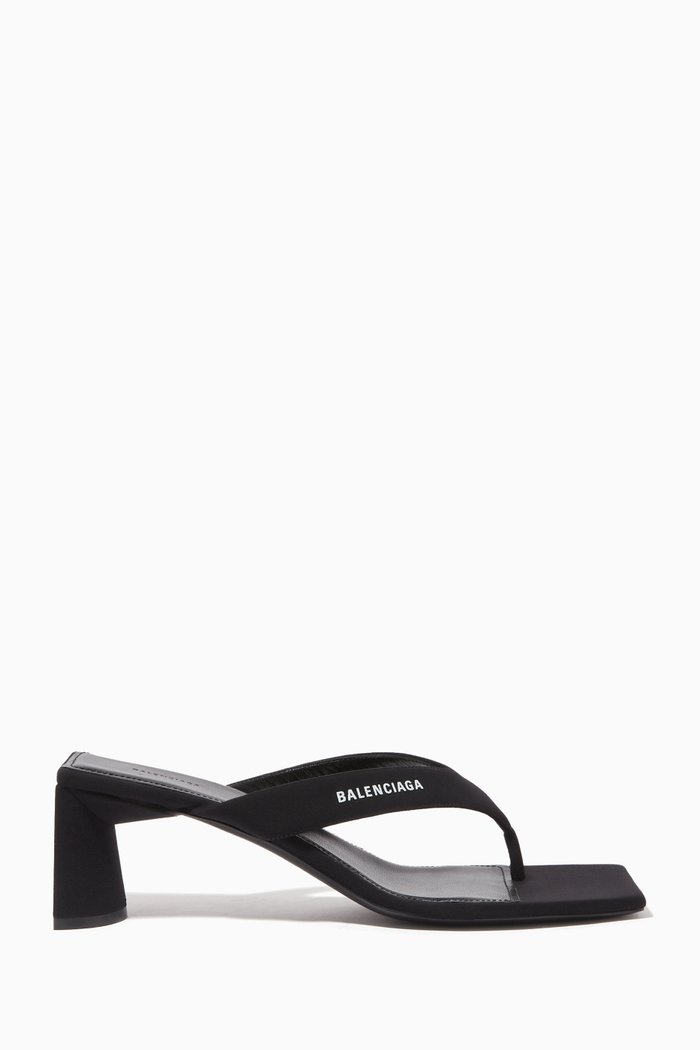 

Double Square Jersey Sandals, Black