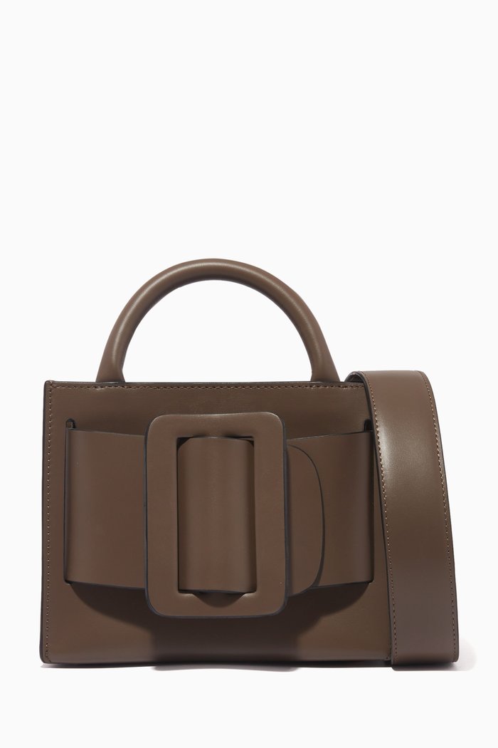 

Bobby 18 Buckle Bag in Leather, Grey