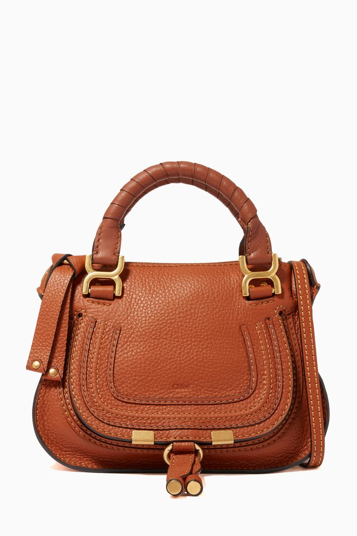 Mini Marcie Leather Bag, Brown