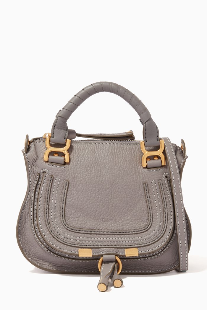 

Mini Marcie Bag in Grained Calfskin, Grey