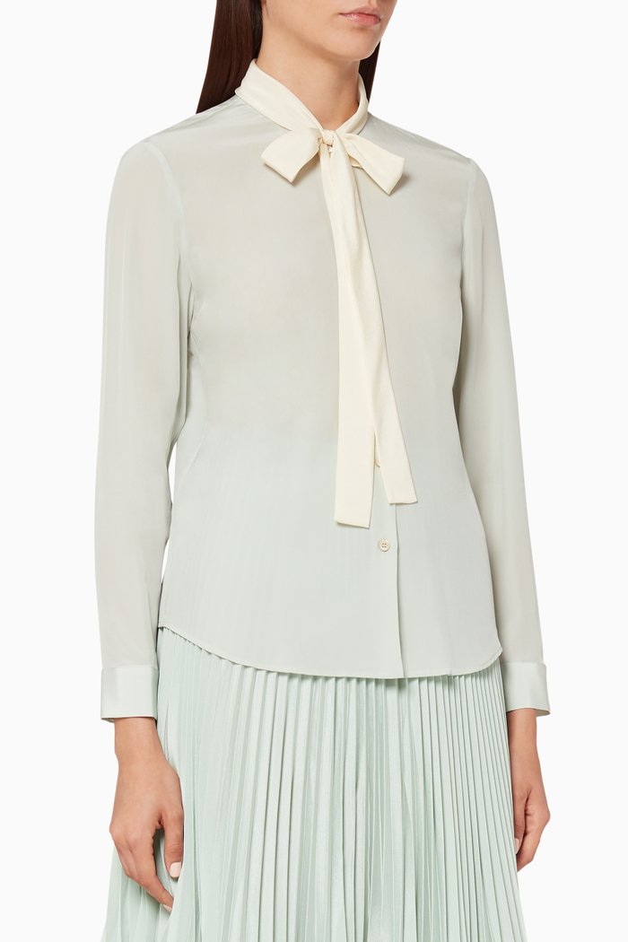 

Neck-Tie Silk Blouse, Neutral