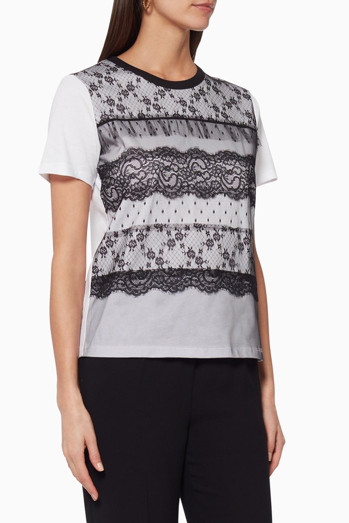 Lace-Detail T-Shirt, Black