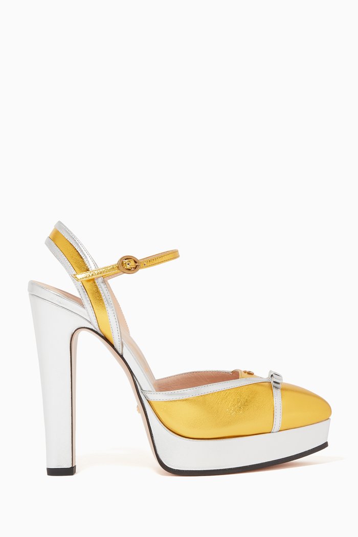 

Alison Two-Tone Platform Pumps, Silver