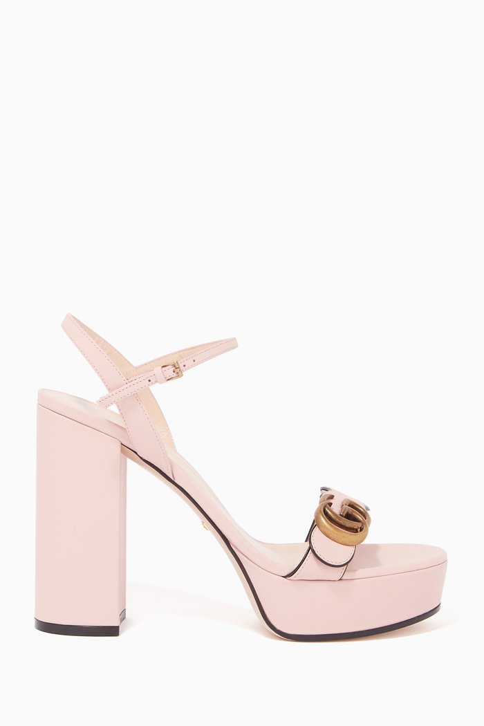 

GG Marmont Leather Platform Sandals, Pink