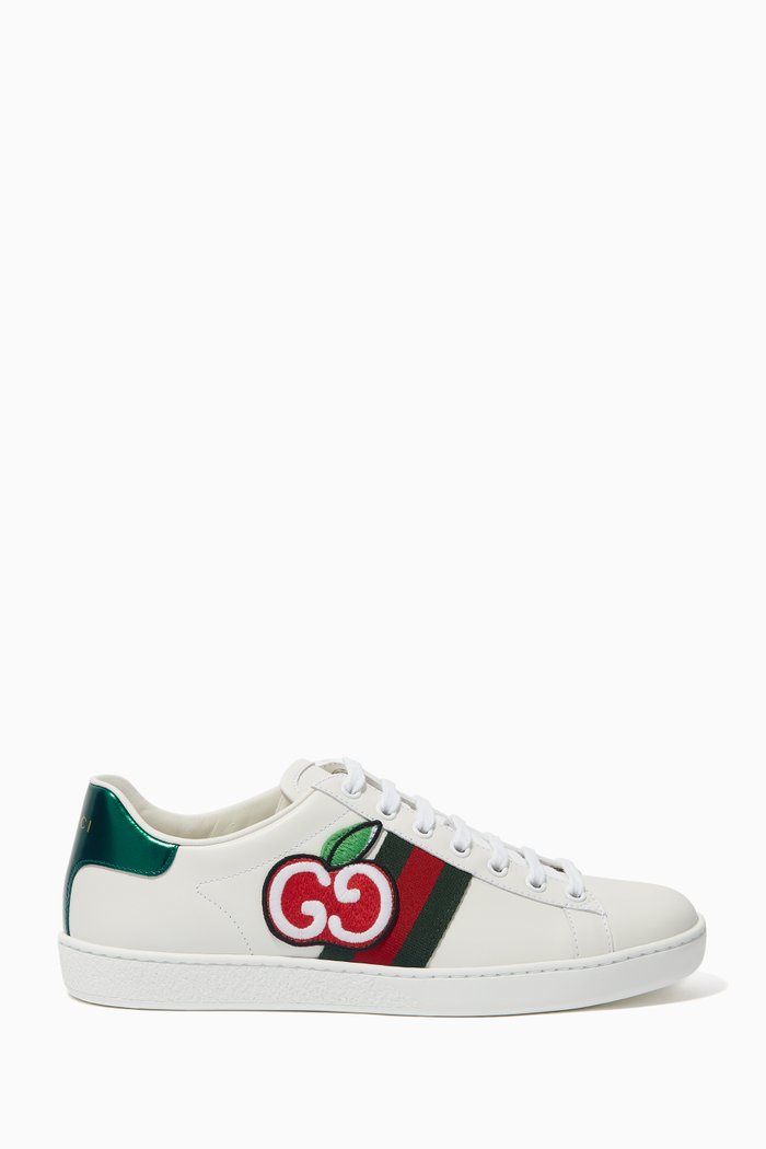 

Ace GG Apple Leather Sneakers, White