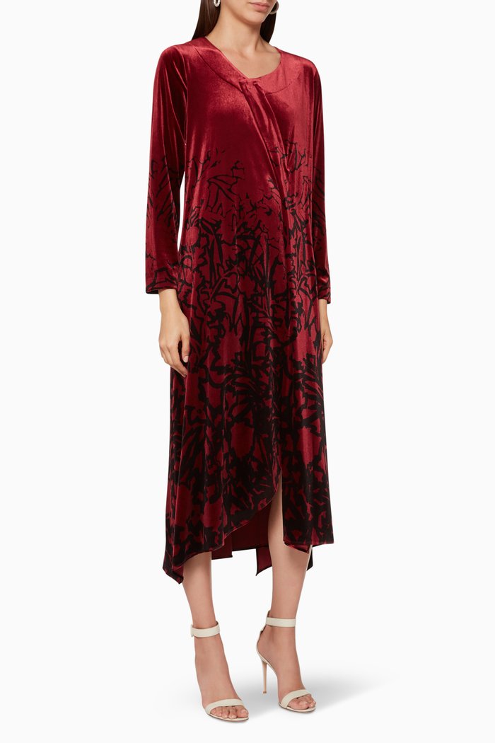 

Lace-Up Velvet Midi Dress, Pink