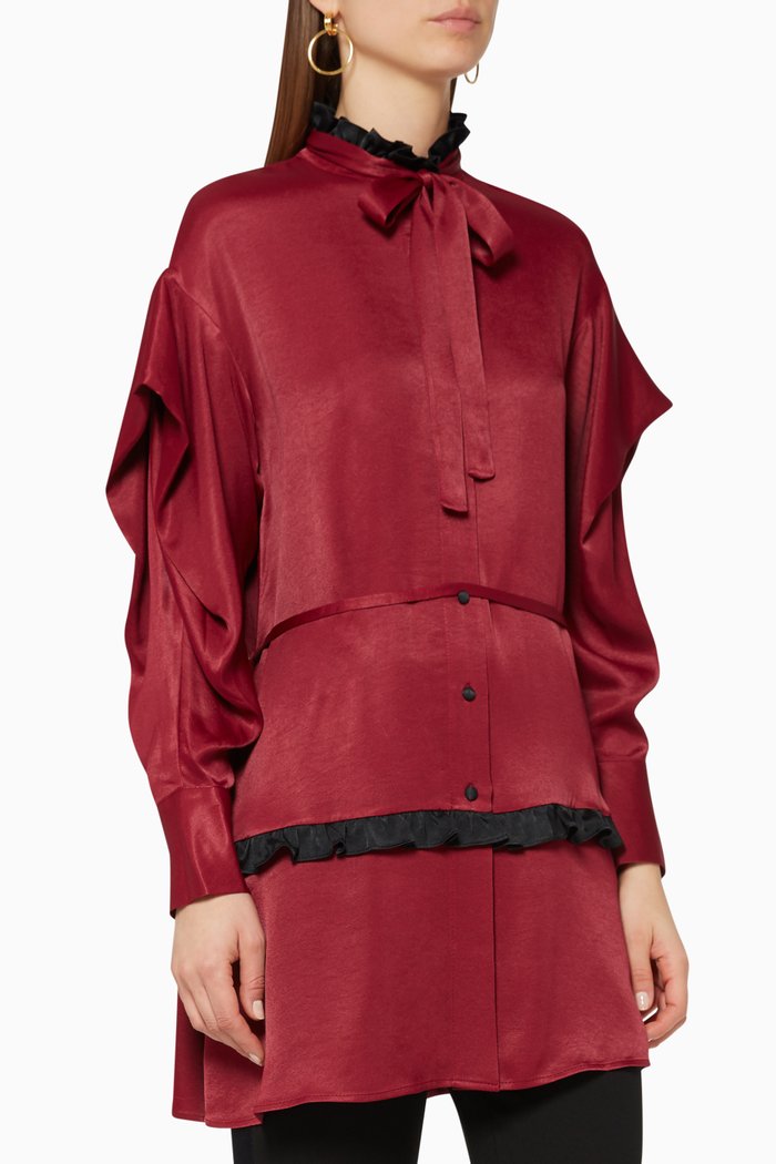 

Ruffle Bow-Tie Tunic Top, Pink