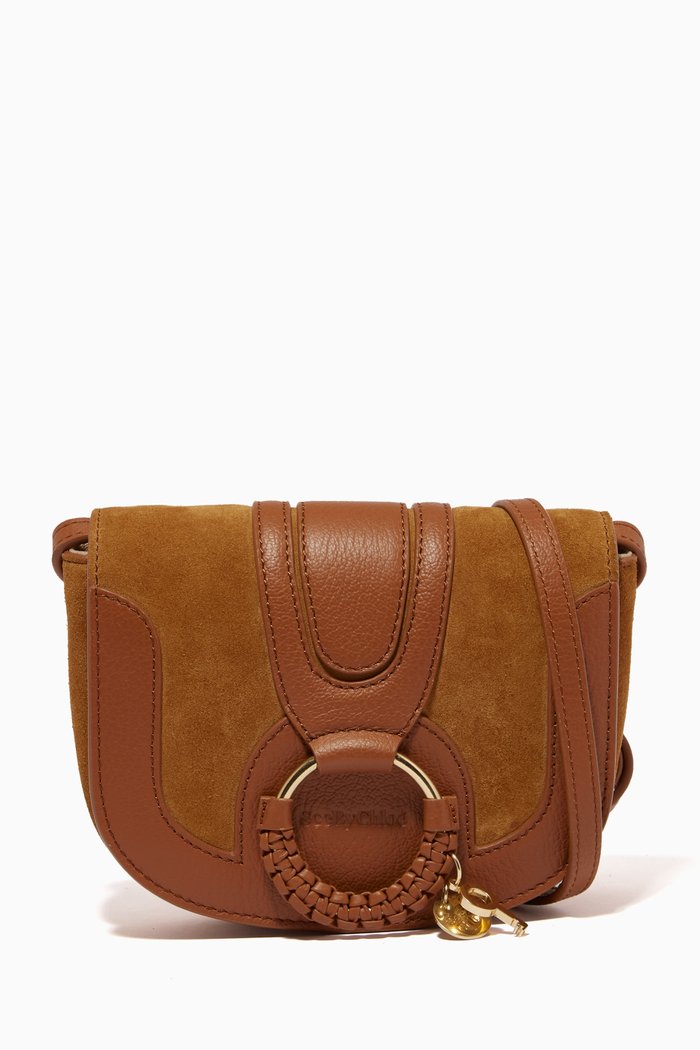 

Mini Hana Crossbody Bag in Leather & Suede, Brown