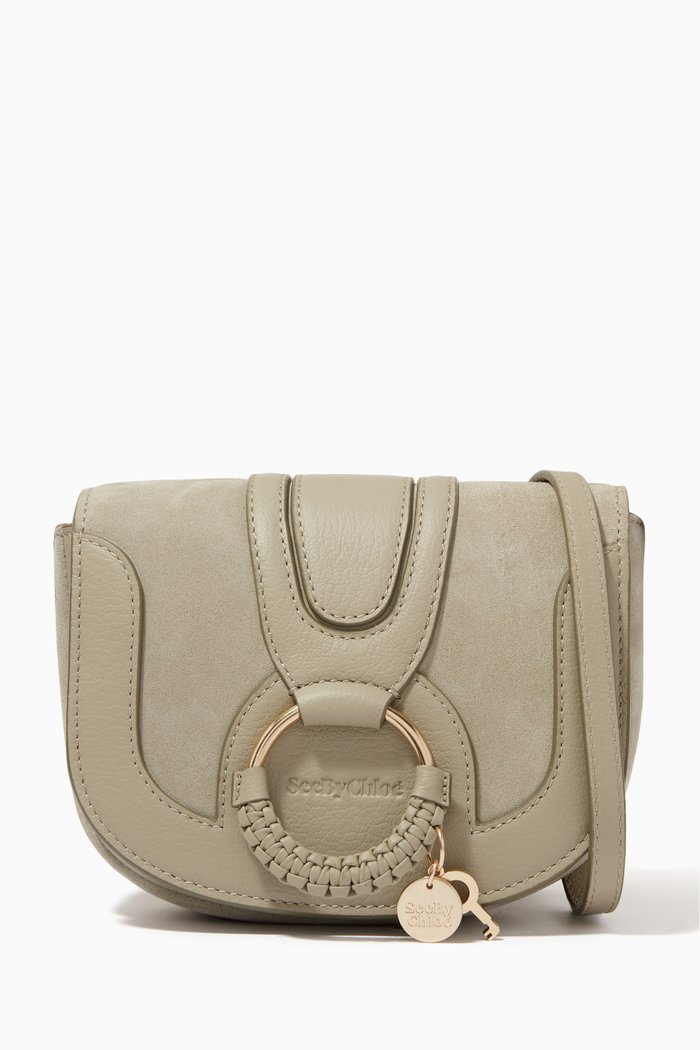 Mini Hana Crossbody Bag in Leather & Suede, Green