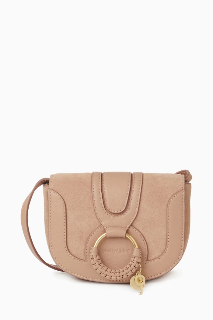 

Mini Hana Crossbody Bag in Leather & Suede, Pink