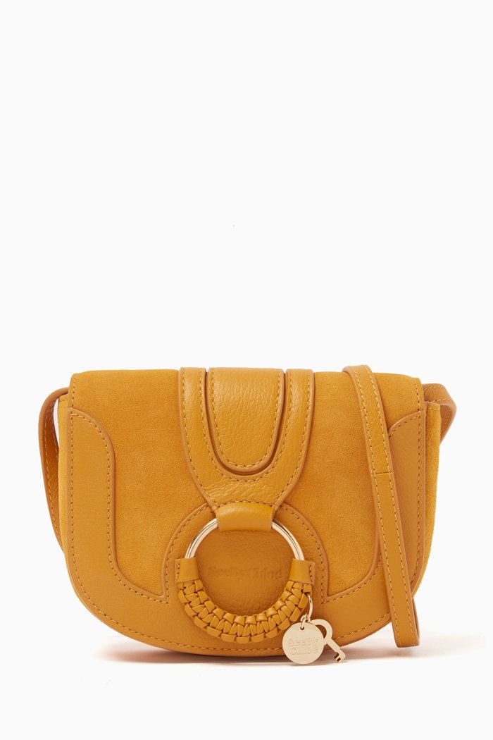 

Mini Hana Crossbody Bag in Leather & Suede, Yellow