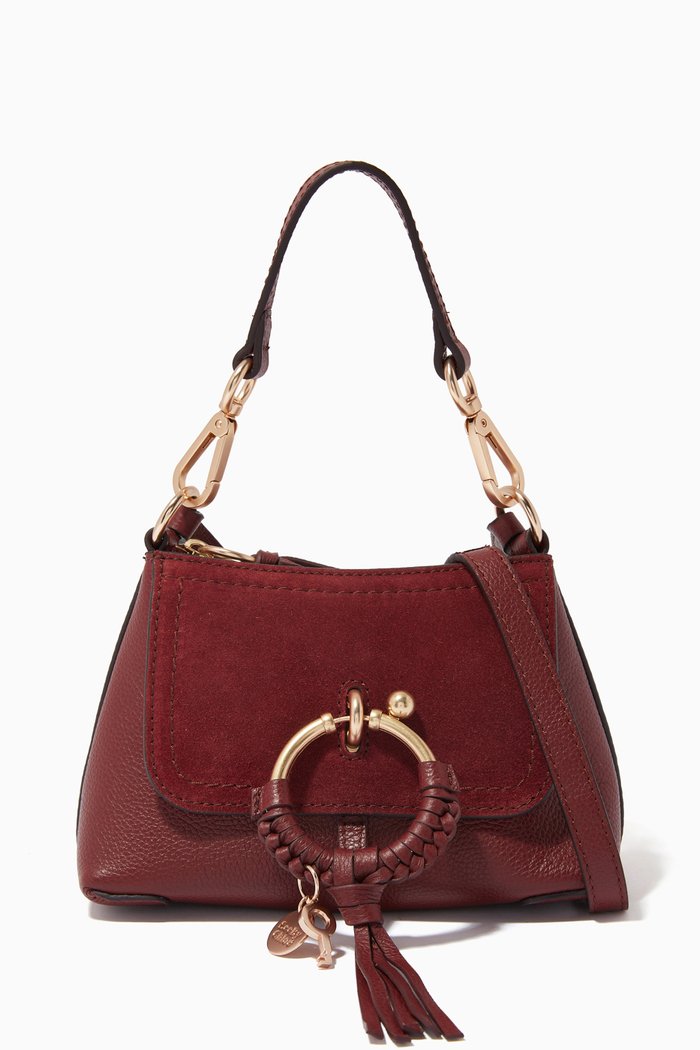 

Mini Joan Crossbody Bag in Grained & Suede Cowhide, Burgundy