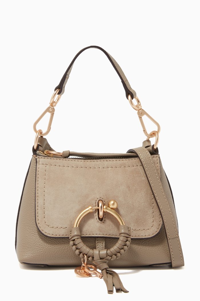 Mini Joan Cross Body Bag in Grained & Suede Cowhide, Grey