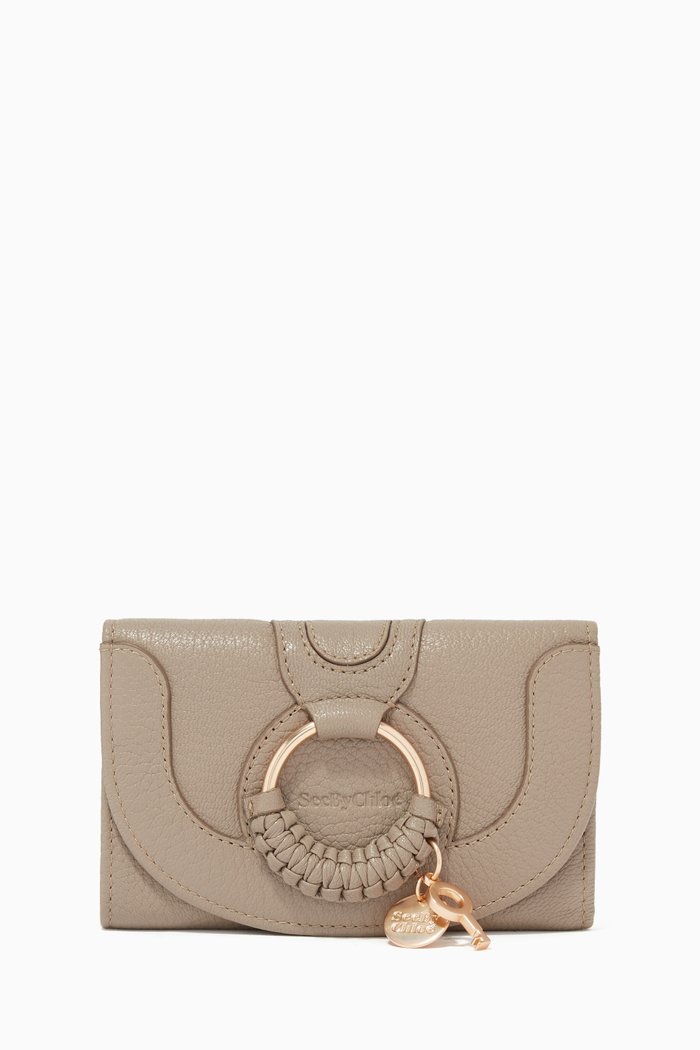 

Hana Grainy Leather Compact Wallet, Grey