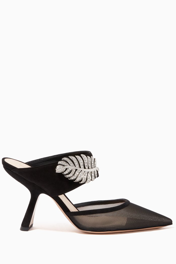 

Monstera Crystal-Embellished Mules, Black