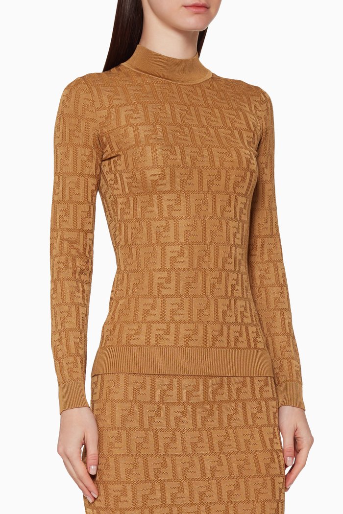 

FF Knit Pullover Top, Gold
