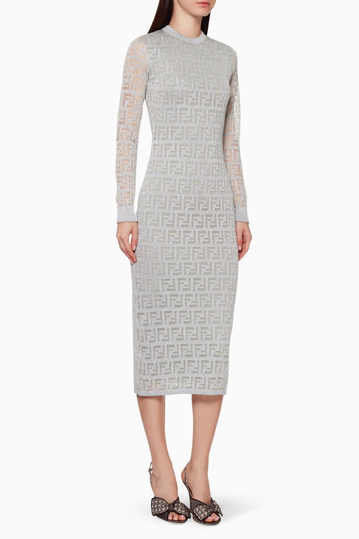 

FF Jersey Midi Dress, Silver