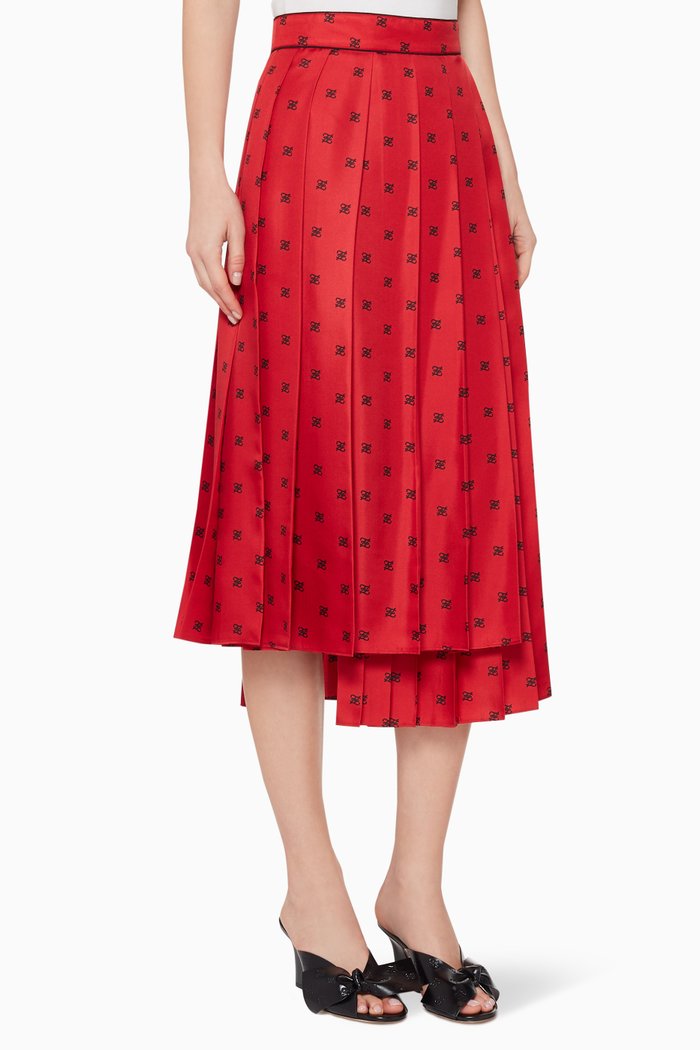 

Karligraphy FF Silk Midi Skirt, Red
