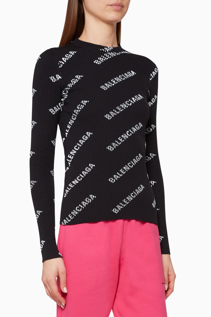 

Logo-print Rib-knit Top, Black
