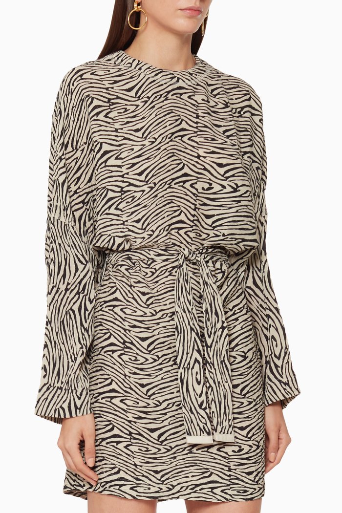 

Animal-Print Mini Dress, Black