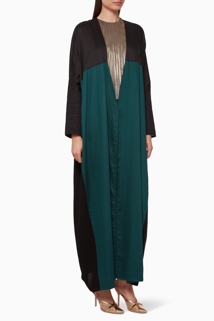 

Lunar Green Satin Abaya, Multicolour