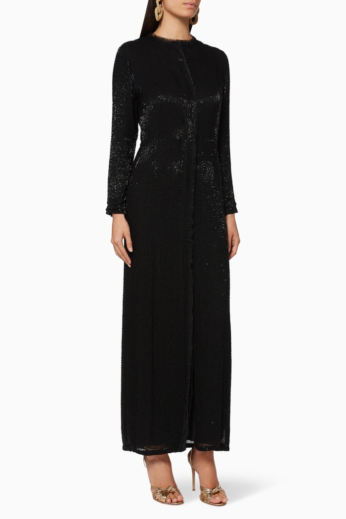 

Rehana Embellished Kaftan, Black
