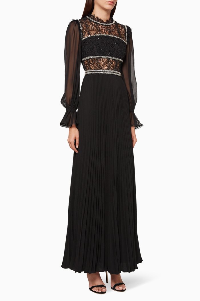 

Sequin Circle Lace & Chiffon Maxi, Black