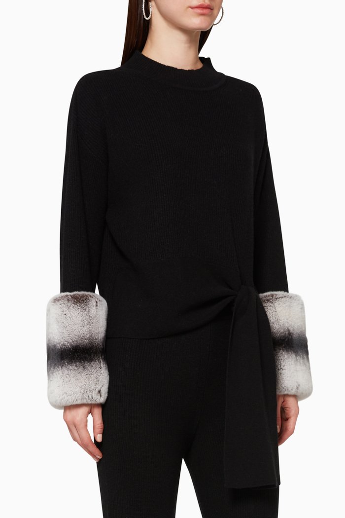 

Tie Detail Knit Sweater, Black