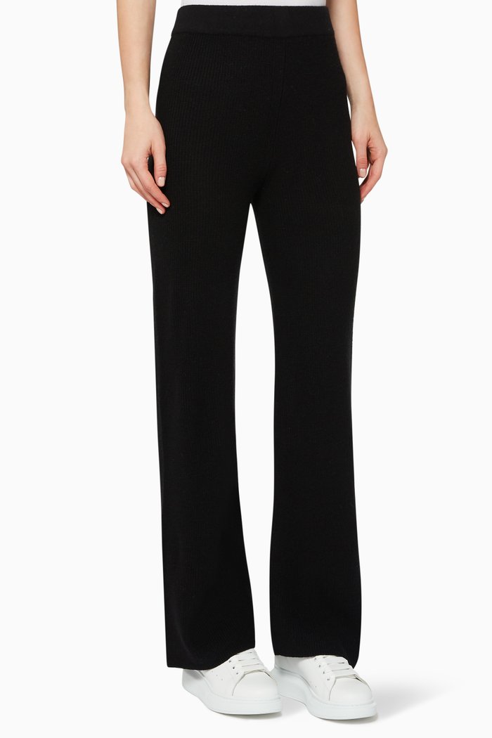 

Ribbed Knit Pants, Black