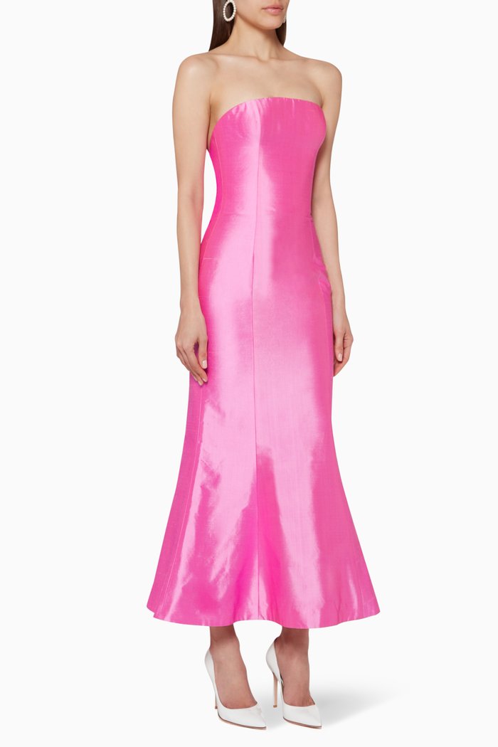 

Bow-Embellished Silk Corset Dress, Pink