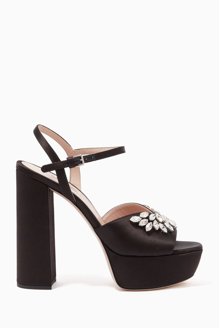 

Silk & Jewel Platform Sandals, Black